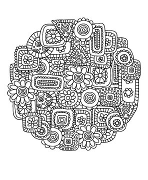 Detailed circular mayan aztec ornament pattern design