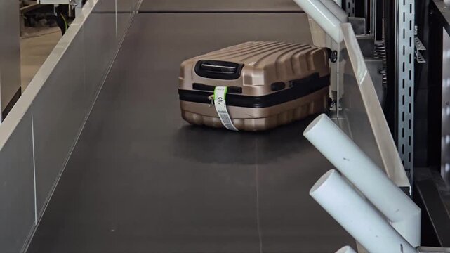 An airport luggage belt. Baggage carousel or luggage carousel.