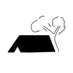 Silhouette of a tent and a tree © Tantri