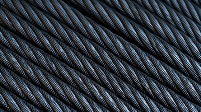 Braided steel wire rope cables in diagonal pattern