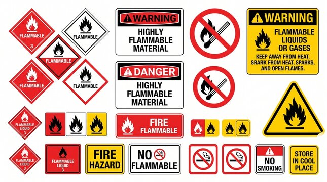 Flammable warning signs collection
