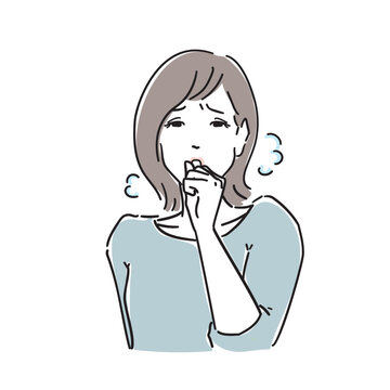咳をする女性　風邪アレルギーの症状