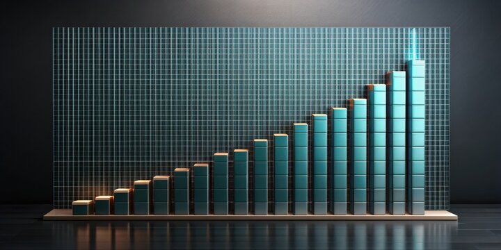 Detailed digital clay rendering of a capital expenditures graph on a dark graphite background, financial planning, budgeting