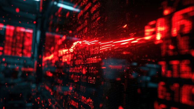 3D neon red ticker tape line snapping violently on a dark glass Wall Street trading floor screen, high drama contrast --ar 16:9 --profile bm1g3n1 --v 8.2 Job ID: 8e889898-e394-4853-9769-31dcbbc35149