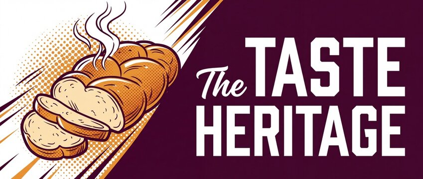 Fresh baked challah bread vector illustration steaming sliced loaf pop art retro vintage poster design graphic background for bakery menu heritage taste banner cover art advertising header concept