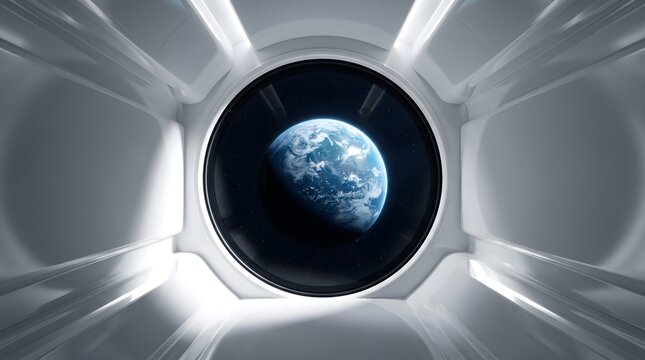 Dramatic Space Viewport Background With Bright White Interior