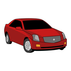 Naklejka premium Vector illustration of a red car facing diagonally forward.