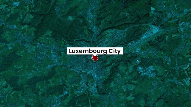 Aerial view of luxembourg city showing urban sprawl and countryside motion footage