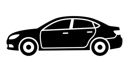Naklejka premium Silhouette of a Modern Sedan Car Side View.