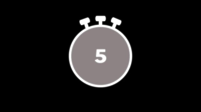 10 to 0 second timer on white colour icon animation on black  background. circular countdown with a visual sweep. simple and clear timing indicator for various projects, 4k animation video.