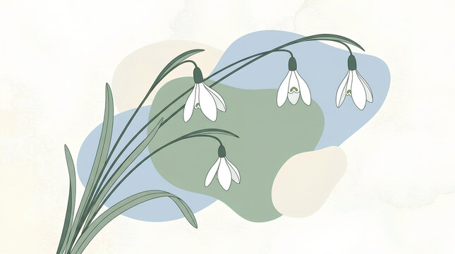 Close-up of snowdrop flowers blooming in a natural outdoor setting with soft background