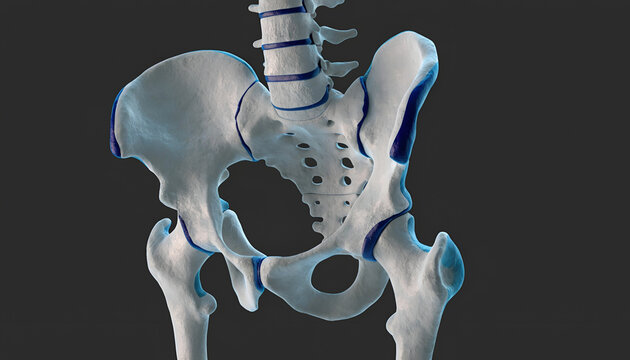Human Pelvis and Hip Joint Anatomy, Skeletal System Medical Illustration