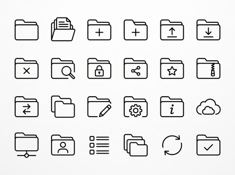 Minimalist File and Computer Icons Set for UI Design.