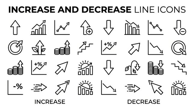 Minimalist Increase and Decrease Trend Icons Set.