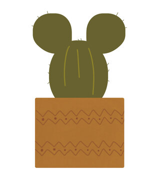 Cactus in a Pot with Mouse Ear Shape