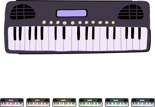 patch synthesizer cartoon. filter sequencer, lfo envelope, arpeggiator sampler patch synthesizer sign vector