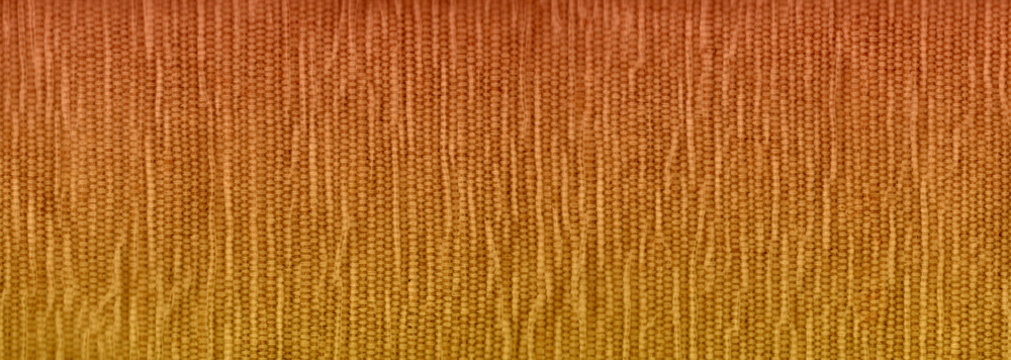 Warm Orange Amber Fabric Weave Texture Background with Vertical Slub Grain