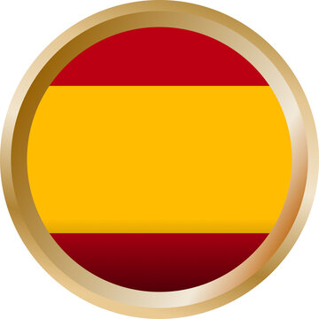 Spain flag round gold emblem illustration