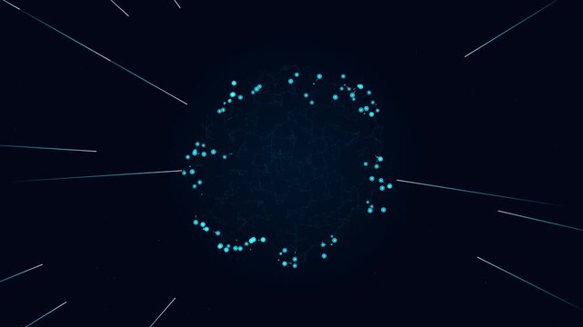 Digital brain network node connection animation video background