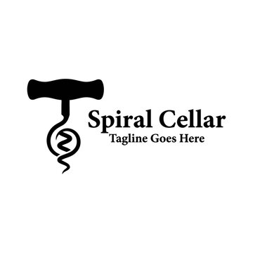 Elegant Spiral cellar classic steel corkscrew wine opener tool featuring a distinct twisting metal screw for beverage and winery logo design