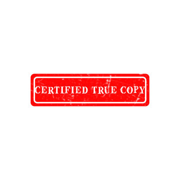 Red rubber stamp with the text certified true copy for official legal documents and paperwork verification