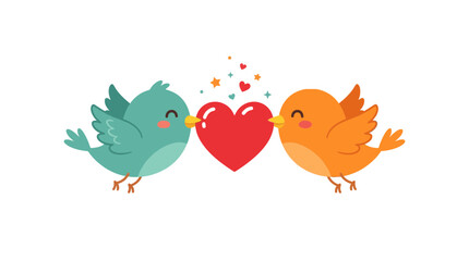 Fototapeta premium Cute Birds Sharing a Heart
