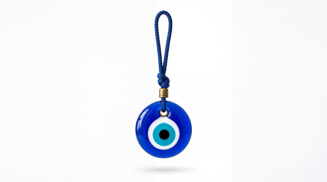 Traditional blue Turkish evil eye glass bead nazar amulet hanging charm.