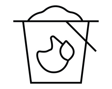 Laundry detergent soap powder container line icon with washing deterge