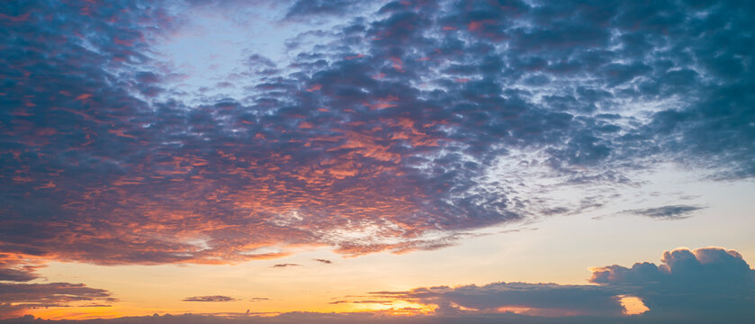 4k Aerial of Cloud with sunset sky background in Thailand,Cloudscape time lapse background Dark red purple sunset sky Nature background, sunset in the clouds	
