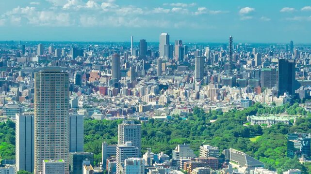東京・鳥瞰で望む都心の町並み タイムラプス
