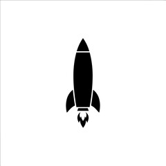 Rocket ship blasting off with fire on transparent background. © Hina