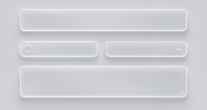 Minimal White Glassmorphism Search Bar and UI Input Fields Set