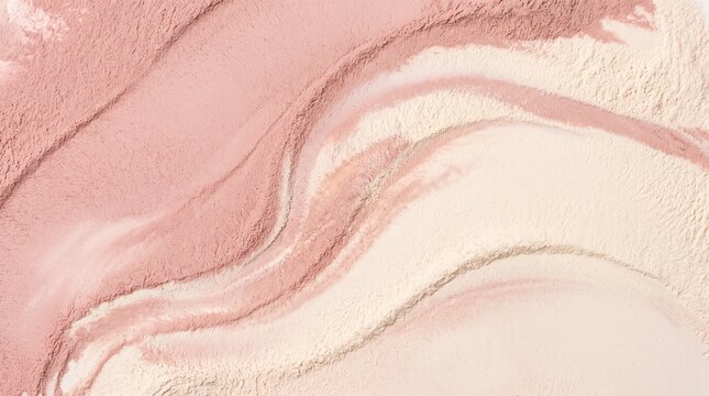 Soft pink and beige cosmetic cream texture with smooth wavy lines and makeup product surface