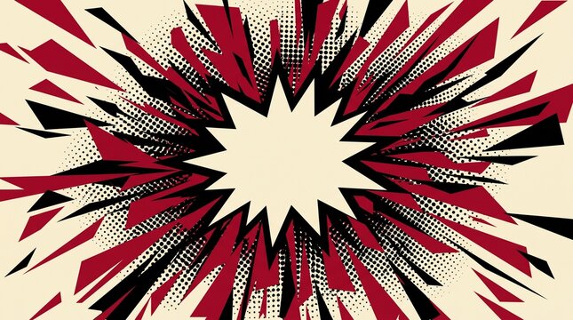 Comic book explosion background with red and black graphic shapes