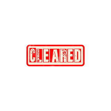 Red ink rubber stamp with the word cleared written in capital letters for business and office document approval