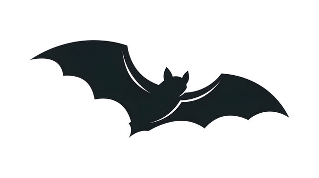 Black Flying Bat Silhouette, Halloween Graphic Design Element, Spooky Animal Vector Icon, Orphan Vultures Flying Motif, Dark Creature Symbol isolated on White Background Happy Halloween