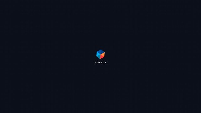 Minimalist Vertex Logo Animation on Dark Background