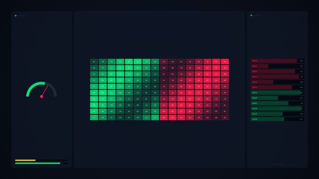 Financial Liquidity Matrix HUD Screen with Live Market Trading Metrics