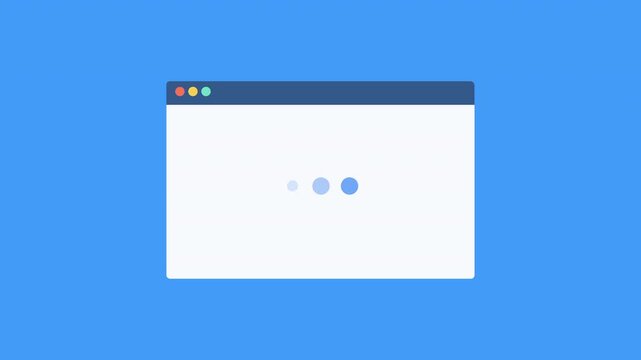 Animated video showing loading dots followed by a green success checkmark inside a simple web browser window on a blue background.