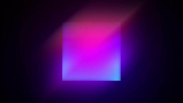 Abstract glowing neon pink and blue square light motion background with dynamic geometric gradient cube effect looping
