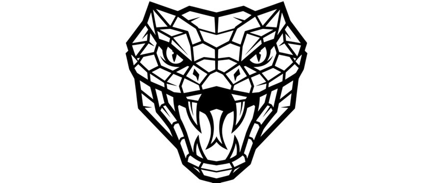 Stylized Snake Head Silhouette, Aggressive Reptile Icon