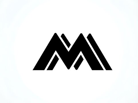 Minimalist letter M logo design template, monogram icon business symbol identity, abstract geometric brand mark illustration