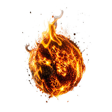 Fiery glowing orb with burning flames explosion effect