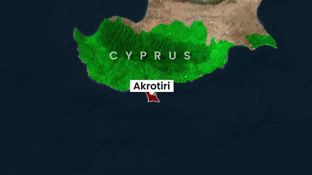 Animated map footage highlighting cyprus and akrotiri locations video