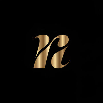 luxury letter r logo template in gold color modern