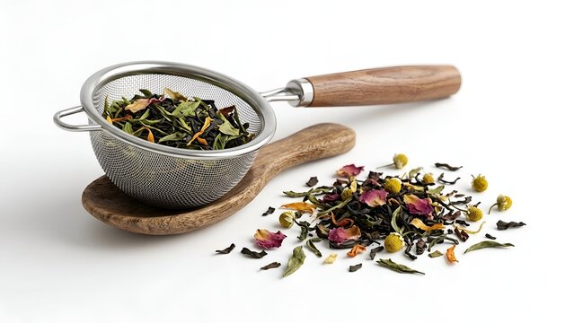 Dried herbal tea blend with rose petals and chamomile