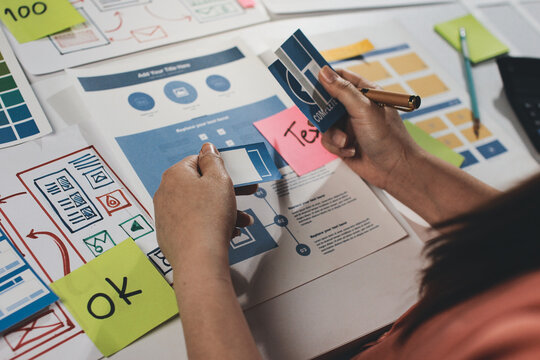 team of UI UX web designer are working together to develop mobile responsive websites with UI UX front end designer previews