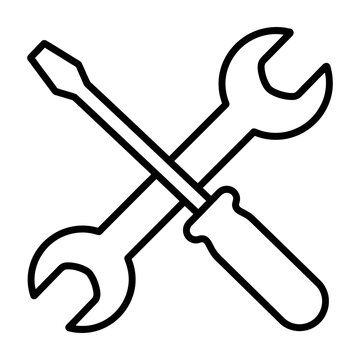 Crossed wrench and screwdriver tools icon