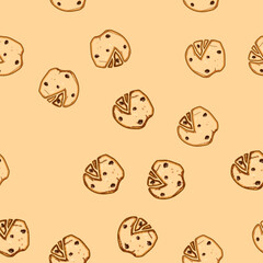 Obraz premium seamless pattern classic oatmeal cookies cartoon. dessert snack, sweet crunchy, soft flavor classic oatmeal cookies sign vector