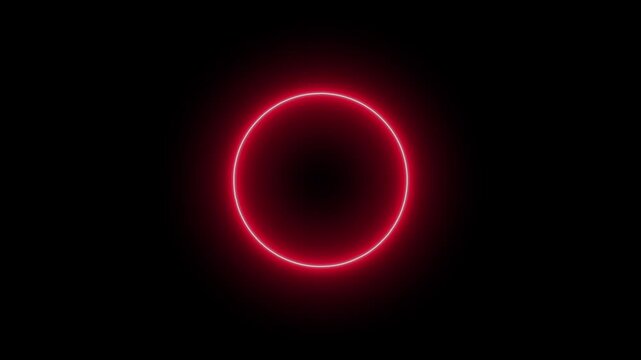 Neon frame loading icon. Abstract circle loading frame animation. circle glow border concept on the transparent background. neon red circular light flickering animation for video overlays.4k video